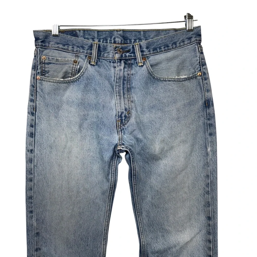 Levi Strauss 505 Regular Fit Jeans Mens 34x29 Light Wash Blue Straight Leg Denim